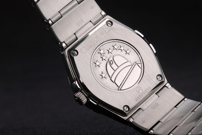 Argent Swiss Lady Omega Constellation Bracelet en acier inoxydable Dial 80290-6