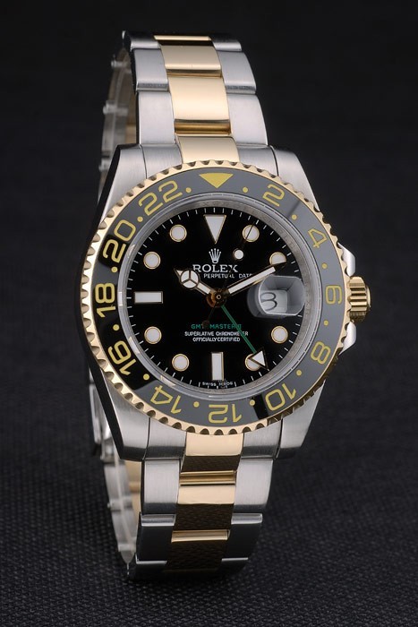 Swiss Rolex GMT Master en or rose Lunette Cadran Noir 80295-4