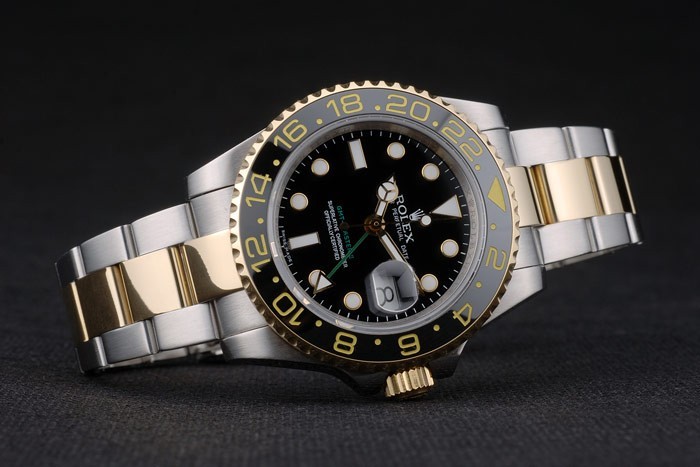 Swiss Rolex GMT Master en or rose Lunette Cadran Noir 80295-5