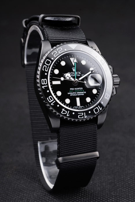 Swiss Rolex GMT Master II Pro-Hunter Black Fabric Strap cadran noir-1