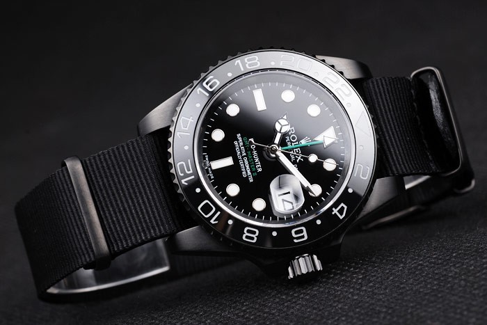 Swiss Rolex GMT Master II Pro-Hunter Black Fabric Strap cadran noir-2