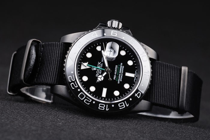 Swiss Rolex GMT Master II Pro-Hunter Black Fabric Strap cadran noir-3