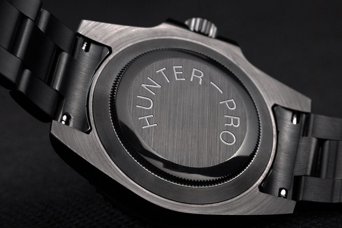 Swiss Rolex GMT Master II Pro-Hunter Black Steel Strap cadran noir-5