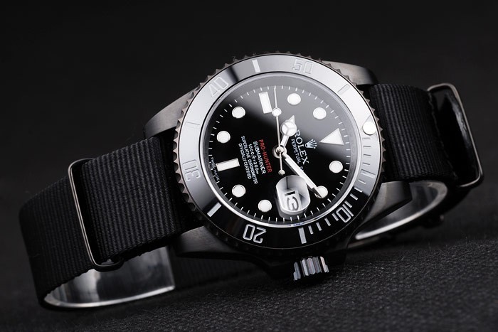 Swiss Rolex Submariner Pro-Hunter Black Fabric Strap cadran noir-1