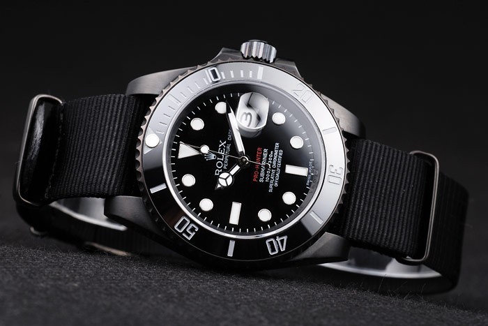 Swiss Rolex Submariner Pro-Hunter Black Fabric Strap cadran noir-2