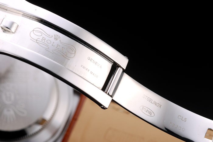 Acier inoxydable Rolex Daytona Case cadran blanc bracelet en cuir brun-7