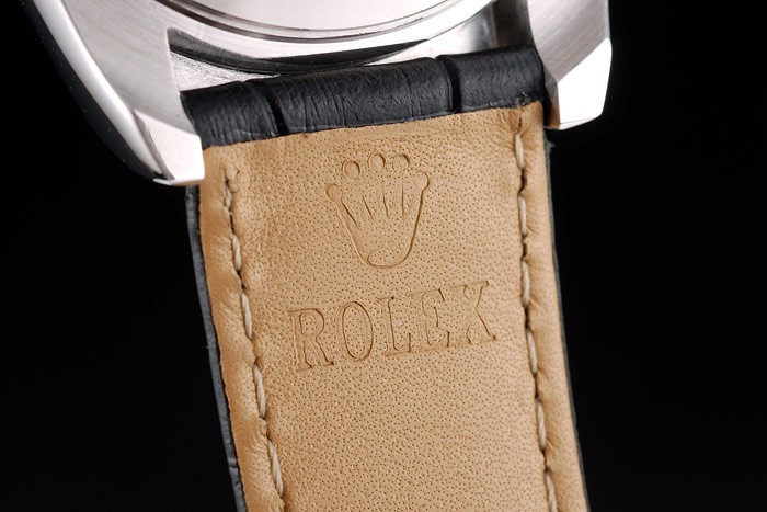 Acier inoxydable Rolex Daytona Case cadran bleu bracelet en cuir noir-9