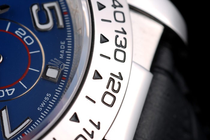 Acier inoxydable Rolex Daytona Case cadran bleu bracelet en cuir noir-2