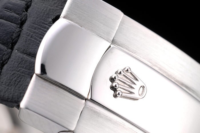 Acier inoxydable Rolex Daytona Case cadran bleu bracelet en cuir noir-7