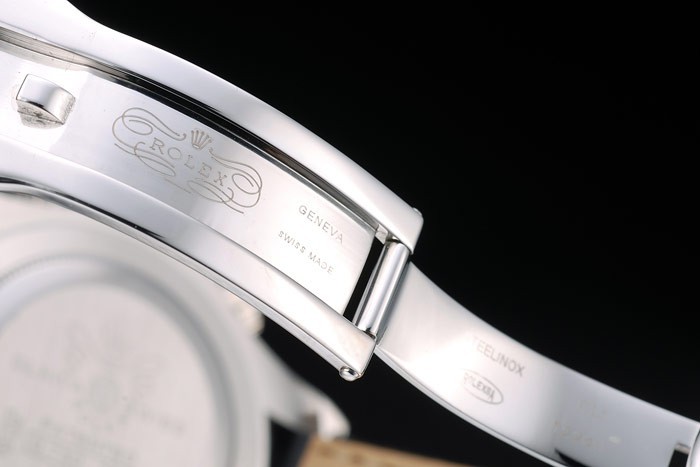 Acier inoxydable Rolex Daytona Case cadran bleu bracelet en cuir noir-8