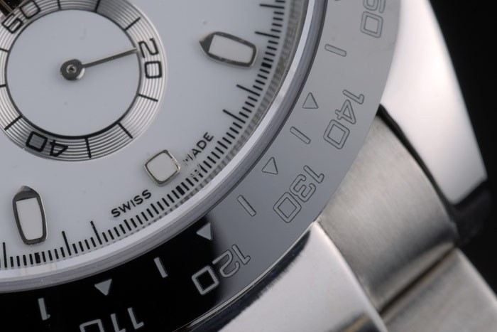Rolex Daytona Noir Tachymeter Céramique Steep inoxydable Strap cadran blanc 80249-9