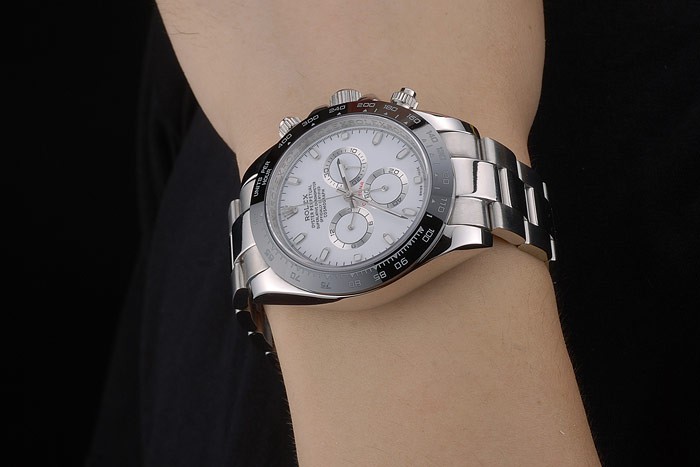 Rolex Daytona Noir Tachymeter Céramique Steep inoxydable Strap cadran blanc 80249-1