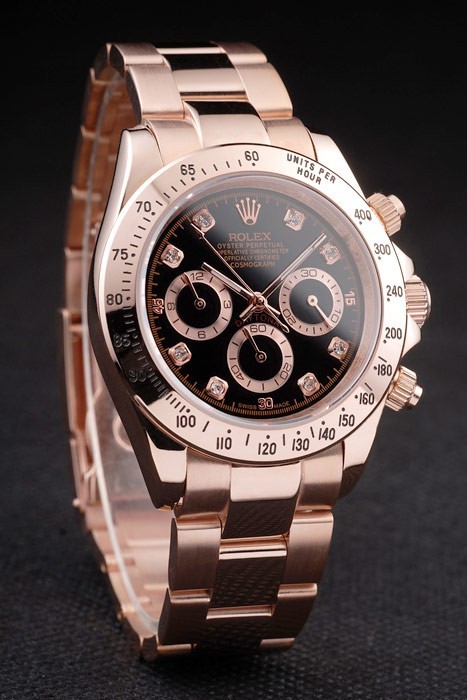 Rolex Daytona en or rose en acier inoxydable plaqué cadran noir-2