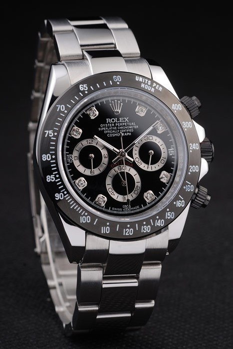 Rolex Daytona en acier inoxydable noir émaillé cadran noir-2