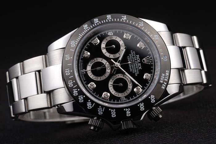Rolex Daytona en acier inoxydable noir émaillé cadran noir-3