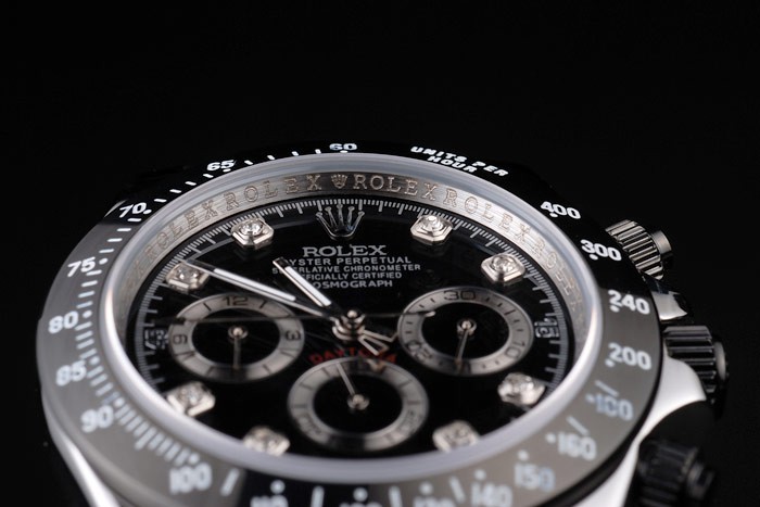 Rolex Daytona en acier inoxydable noir émaillé cadran noir-5