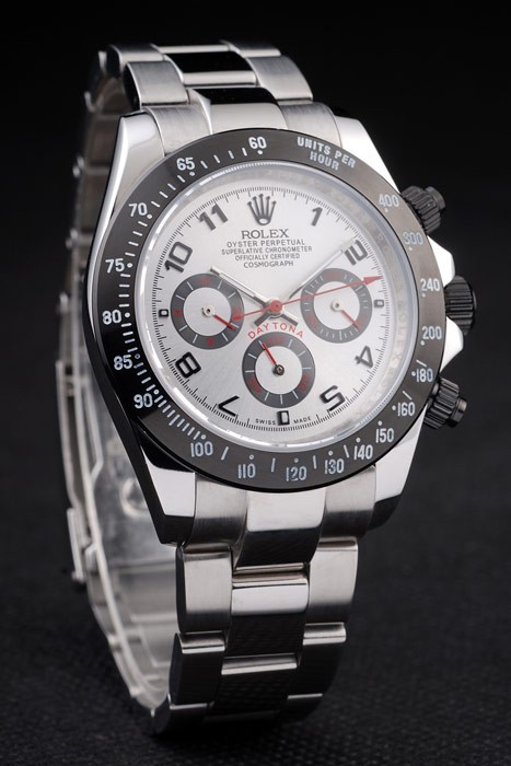 Rolex Daytona en acier inoxydable noir émaillé cadran argenté-2