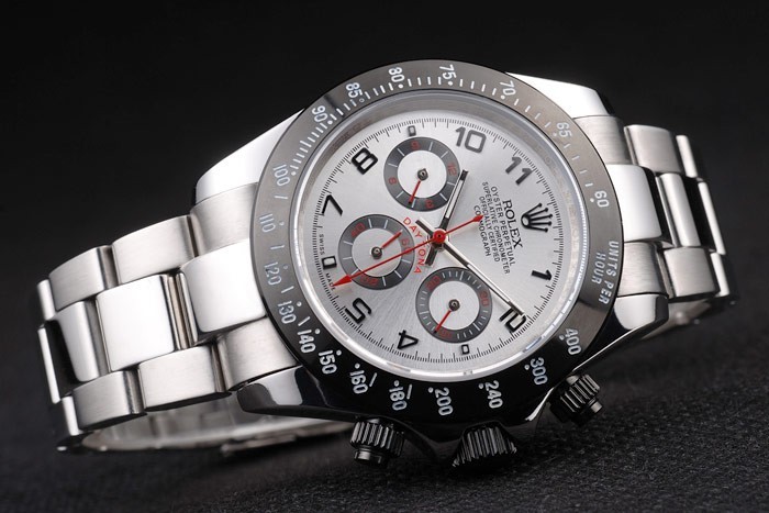 Rolex Daytona en acier inoxydable noir émaillé cadran argenté-3