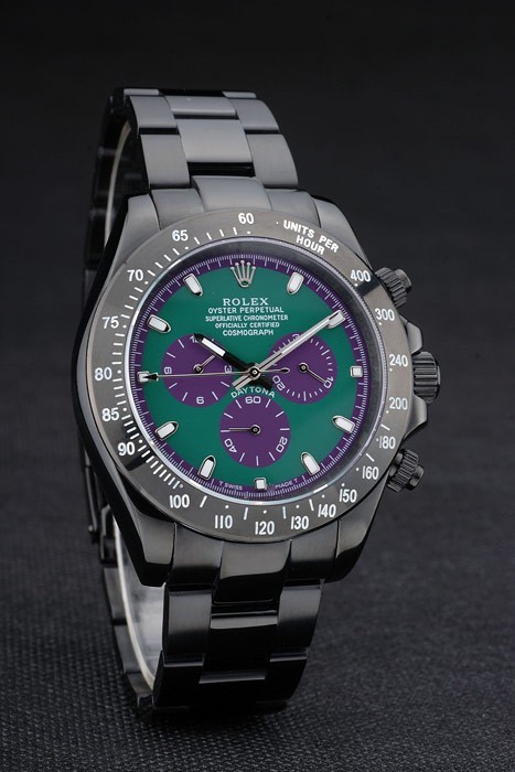Rolex Daytona Noir Ion plaqué tachymètre noir bracelet en acier inoxydable cadran vert 80246-2