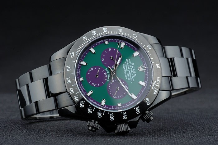 Rolex Daytona Noir Ion plaqué tachymètre noir bracelet en acier inoxydable cadran vert 80246-3