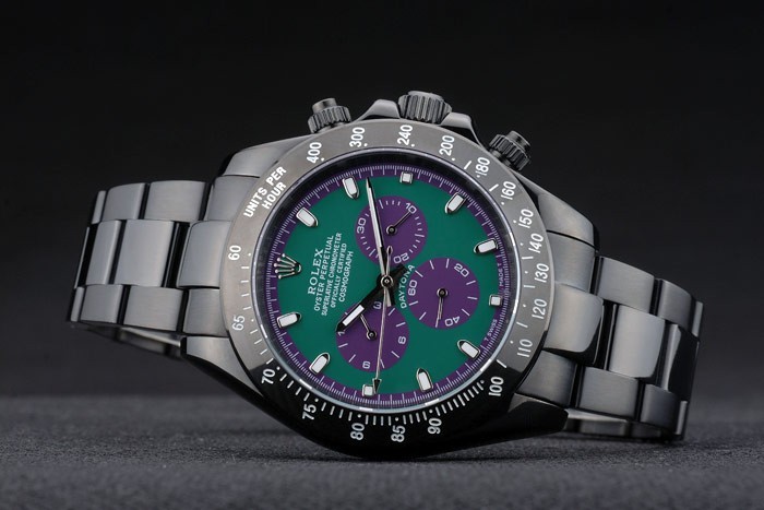 Rolex Daytona Noir Ion plaqué tachymètre noir bracelet en acier inoxydable cadran vert 80246-4