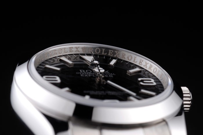 Rolex Explorer poli cadran en acier inoxydable noir-3