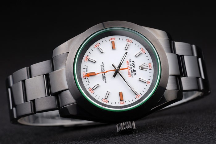 Rolex Milgauss teinté vert Pro-Hunter Saphire Cadran Blanc-1