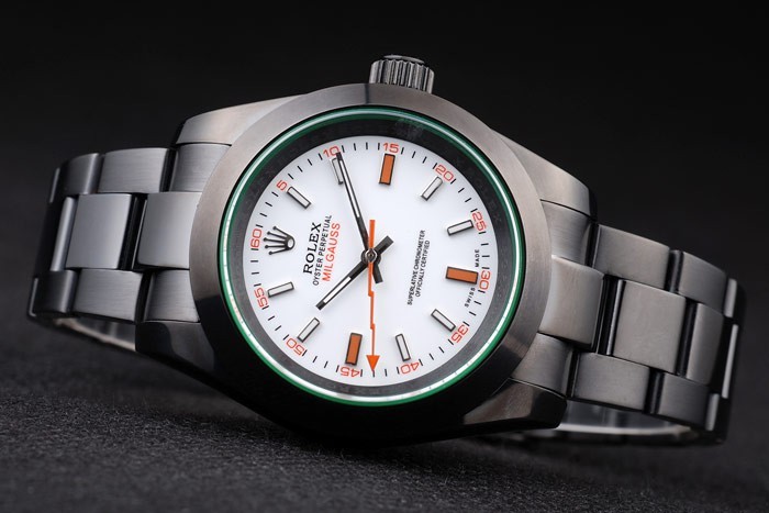 Rolex Milgauss teinté vert Pro-Hunter Saphire Cadran Blanc-2