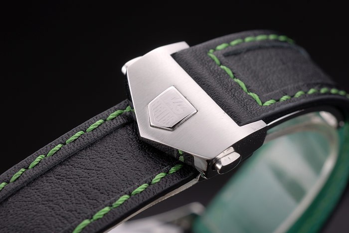 Tag Heuer Carrera McLaren en céramique noire Lunette noire en cuir perforé Strap 7921-6