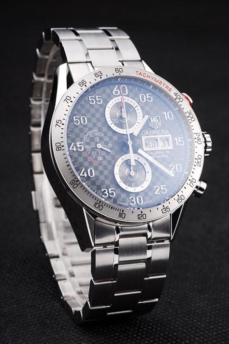 Tag Swiss Heuer Carrera Tachymètre Lunette en acier inoxydable Checkered Brown Dial-1