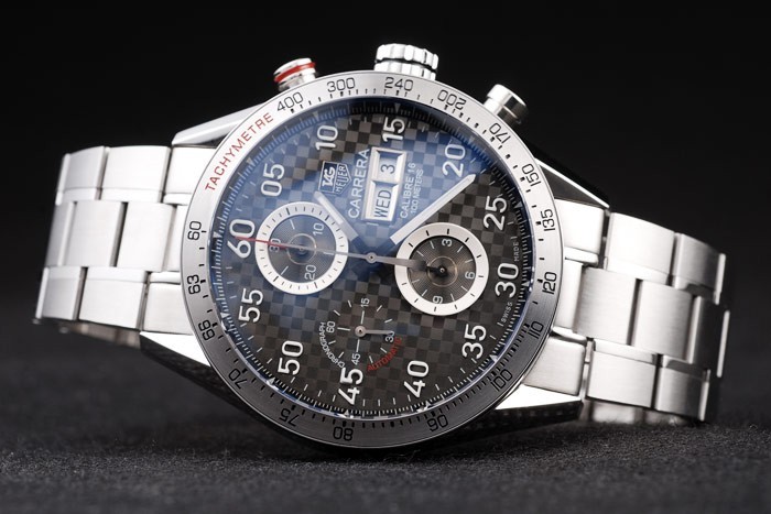 Tag Swiss Heuer Carrera Tachymètre Lunette en acier inoxydable Checkered Brown Dial-3