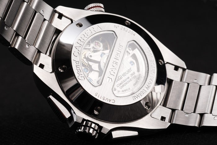 Tag Swiss Heuer Carrera Tachymètre Lunette en acier inoxydable cadran noir-7