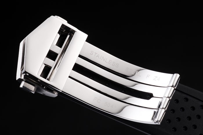 Tag Swiss Heuer Carrera Tachymètre Bezel perforé noir bracelet en caoutchouc blanc Cadran-5