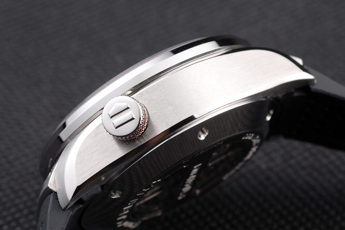 Tag Swiss Heuer Carrera Tachymètre Bezel perforé noir bracelet en caoutchouc blanc Cadran-8