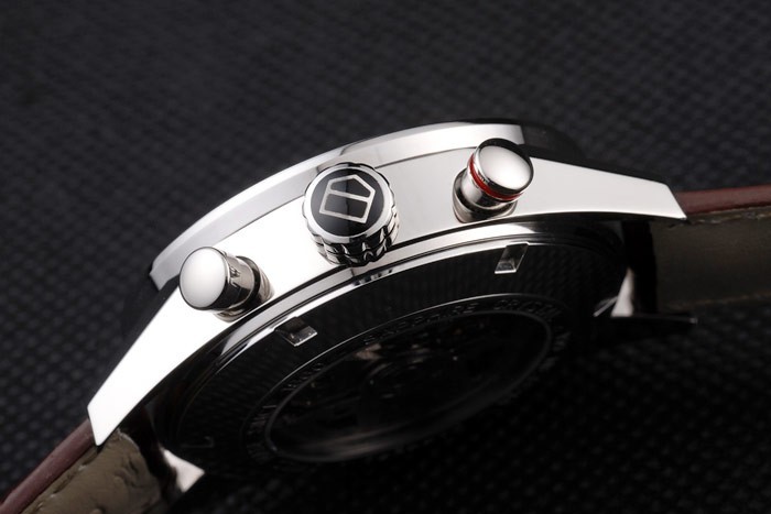 Tag Swiss Heuer Carrera Tachymètre Bezel Dark Brown Leather Strap Cadran Blanc-1