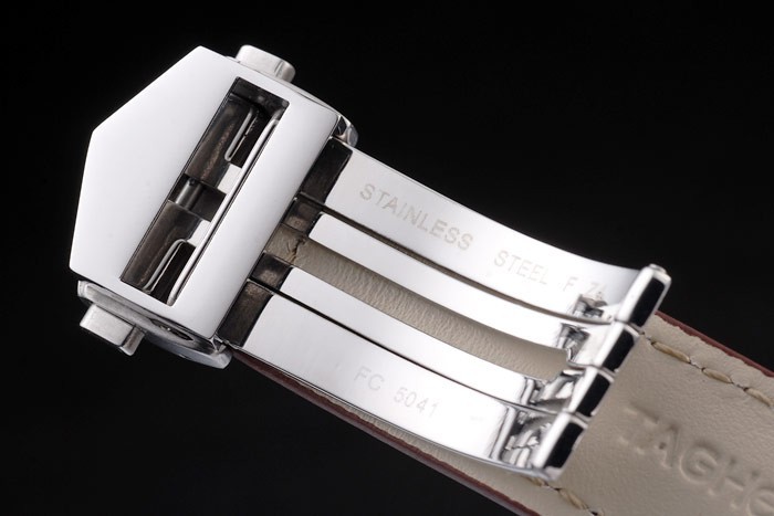 Tag Swiss Heuer Carrera Tachymètre Bezel Dark Brown Leather Strap Cadran Blanc-6