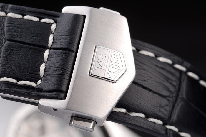 Tag Swiss Heuer Carrera Tachymètre Bezel bracelet en cuir noir Brown Checkered Dial-5