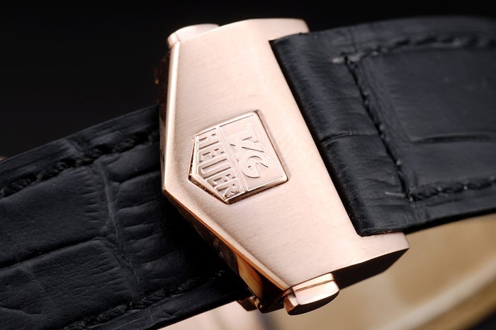 Tag Heuer Carrera Or Rose Cadran Noir Bracelet Cuir Noir-4