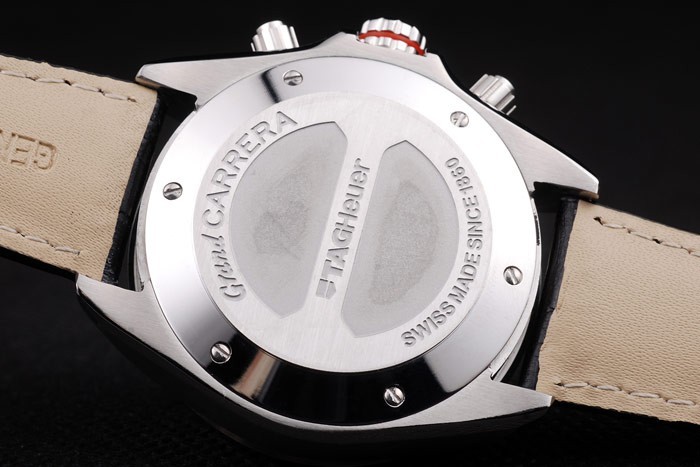 Tag Heuer Carrera Tachymètre Bezel cadran noir bracelet en cuir noir-6