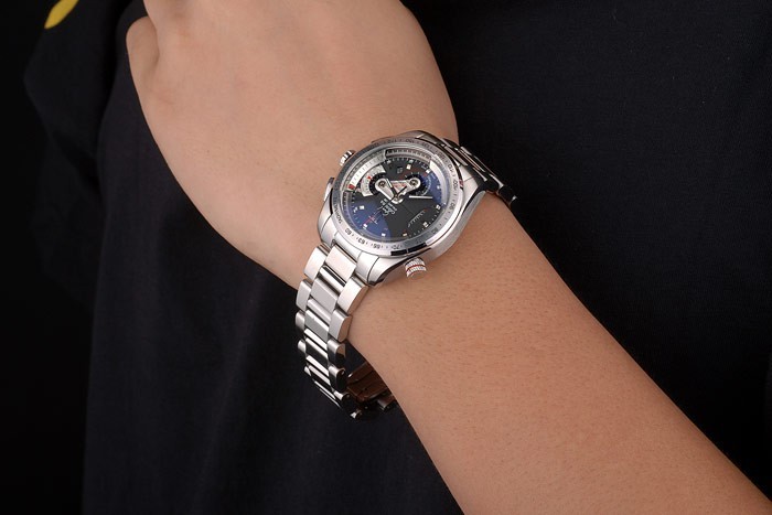 Tag Boîtier en acier inoxydable Carrera Heuer et bracelet cadran noir 7909-1