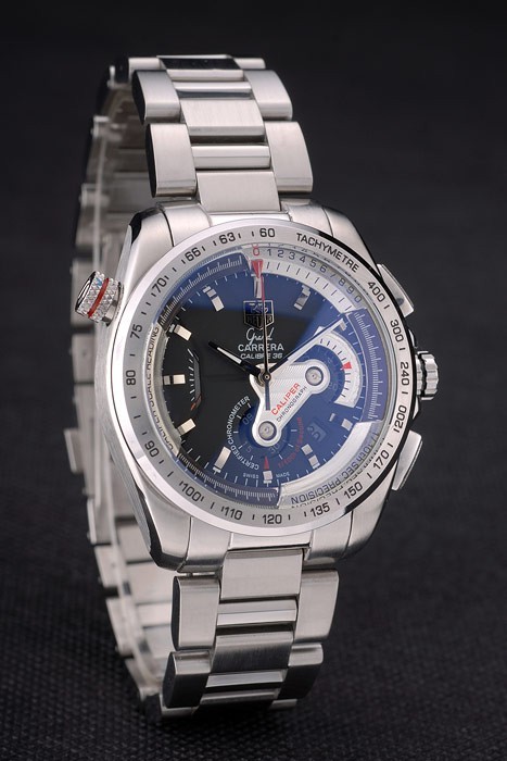Tag Boîtier en acier inoxydable Carrera Heuer et bracelet cadran noir 7909-2