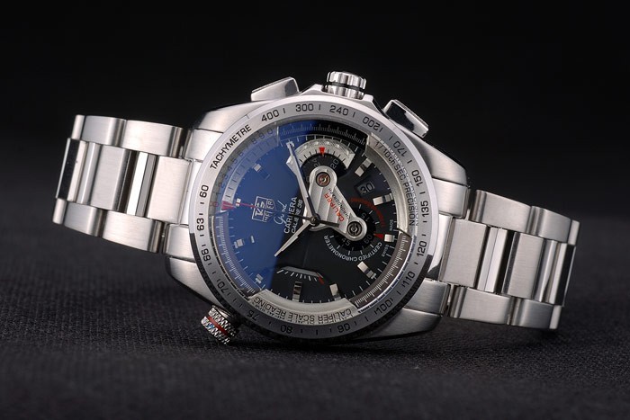 Tag Boîtier en acier inoxydable Carrera Heuer et bracelet cadran noir 7909-4