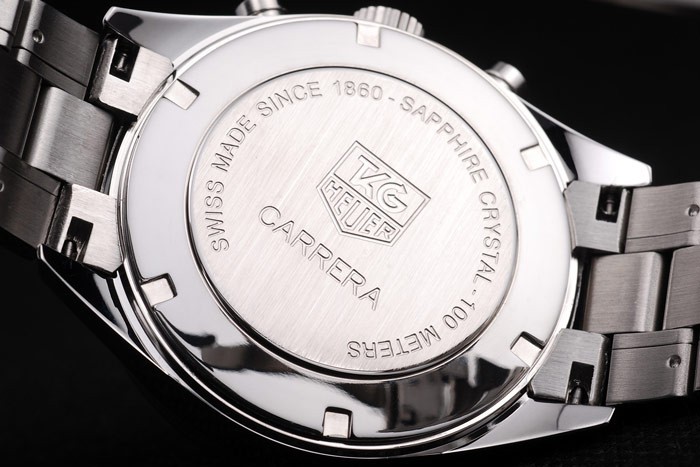 Tag Heuer Carrera Tachymètre Bezel cadran noir bracelet en acier inoxydable-5