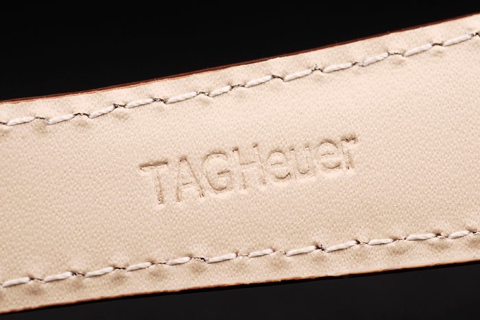 Tag Heuer Monaco en acier inoxydable brossé cas cadran blanc bracelet en cuir brun-7