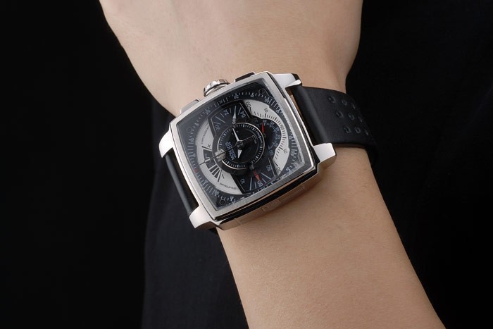 Tag Heuer Monaco Noir-Vert en cuir perforé Strap cadran noir 80308-1