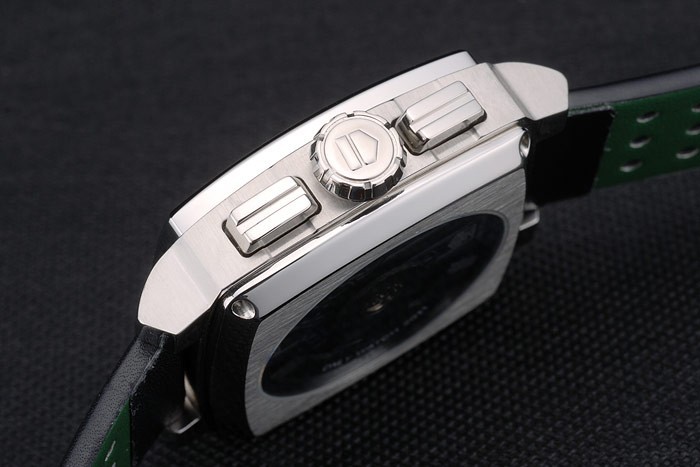 Tag Heuer Monaco Noir-Vert en cuir perforé Strap cadran noir 80308-8