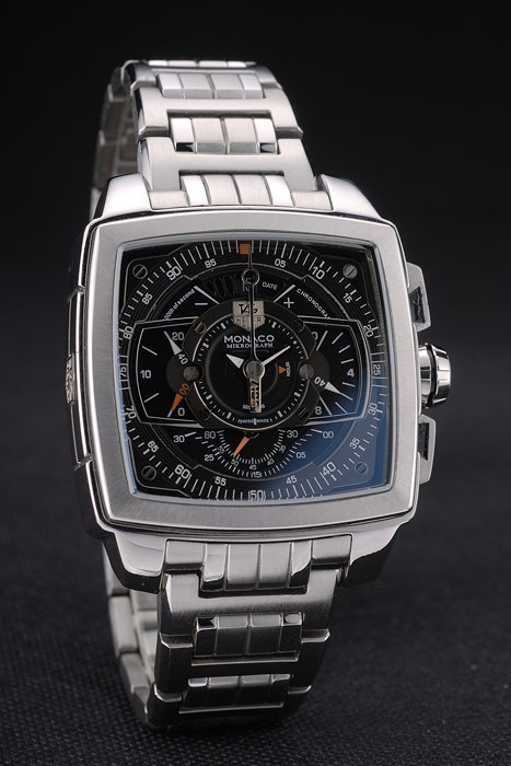 Tag Heuer Monaco Mikrograph bracelet en acier inoxydable à cadran noir 7922-2
