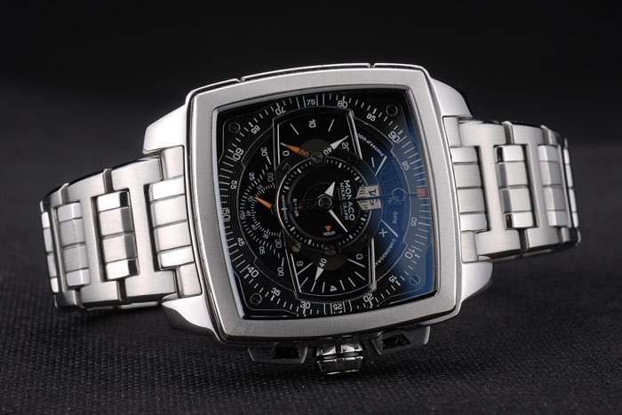 Tag Heuer Monaco Mikrograph bracelet en acier inoxydable à cadran noir 7922-3