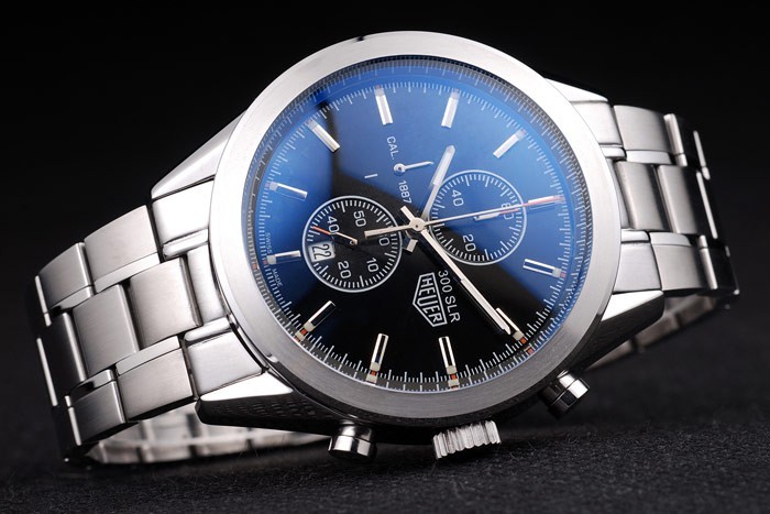Tag Heuer SLR en acier inoxydable poli Case cadran noir bracelet en acier inoxydable-1