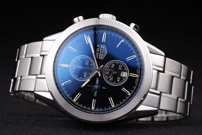 Tag Heuer SLR en acier inoxydable poli Case cadran noir bracelet en acier inoxydable-2